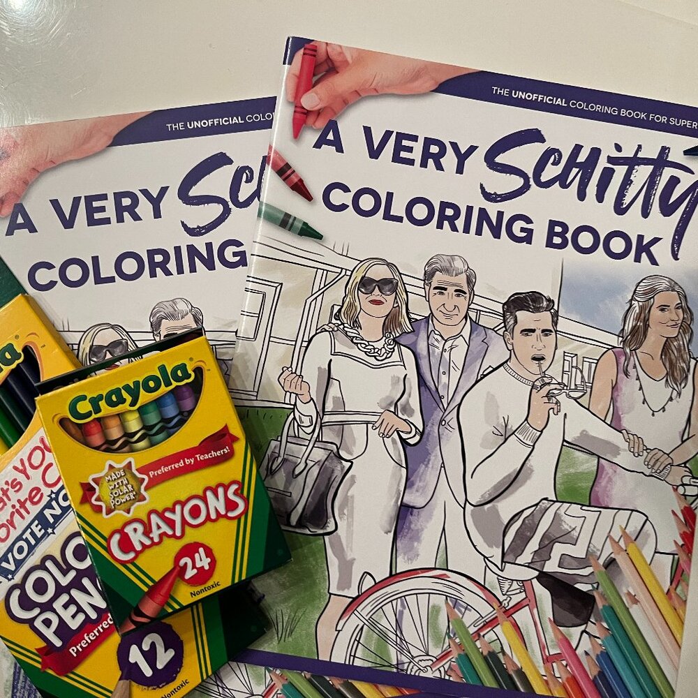 A Very Schitty Coloring Book Schitt's‎ Creek Set with Crayons and Pencils (NEW)